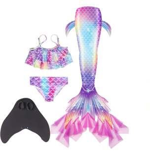 美人鱼尾巴泳衣女童2025新款 儿童泳衣公主裙小女孩分体比基尼衣服