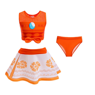 海洋2奇缘2莫阿娜moana公主泳衣三件套裙服装 女童公主裙分体套装