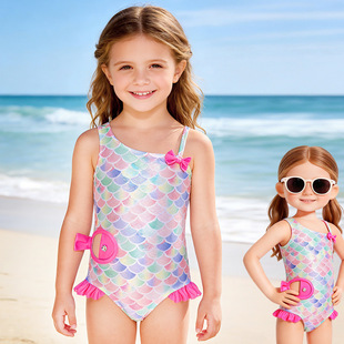 2026连体人鱼姬泳装 ins女童连体泳衣儿童美人鱼吊带中小童女 新款