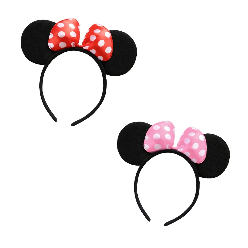 女童米妮米老鼠发卡发箍儿童节红色大蝴蝶结发饰圣诞新年演出头饰
