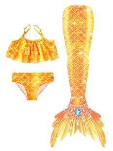 新款ins女童人鱼姬吊美人鱼公主泳衣裙儿童表演鱼尾裙度假服表演