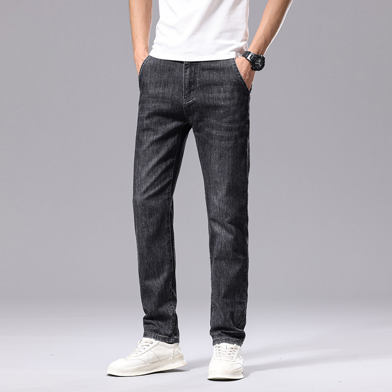 男士牛仔裤夏季薄款直筒宽松商务男裤潮牌新款弹力冰丝休闲裤子男