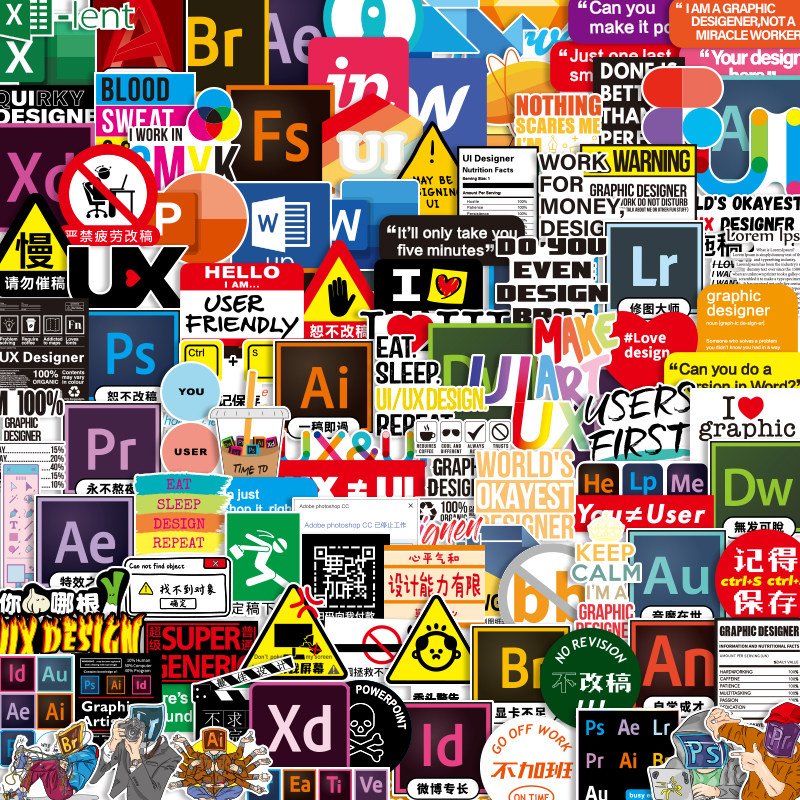 创意语言社会职场标签车贴笔记本电脑防水个性平板手机ipad贴纸