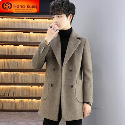 羊绒大衣男中长款秋冬季2025新款高端加厚休闲翻领毛呢子男士外套