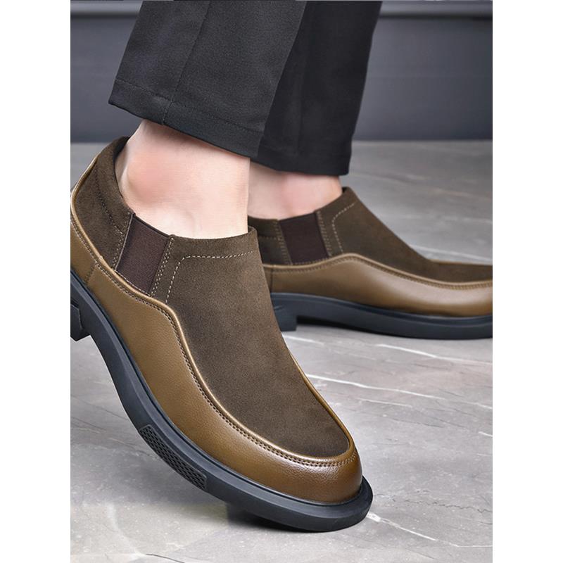 潮牌2025秋季一脚蹬低帮磨砂皮休闲皮鞋西装结婚商务翻毛正装皮鞋