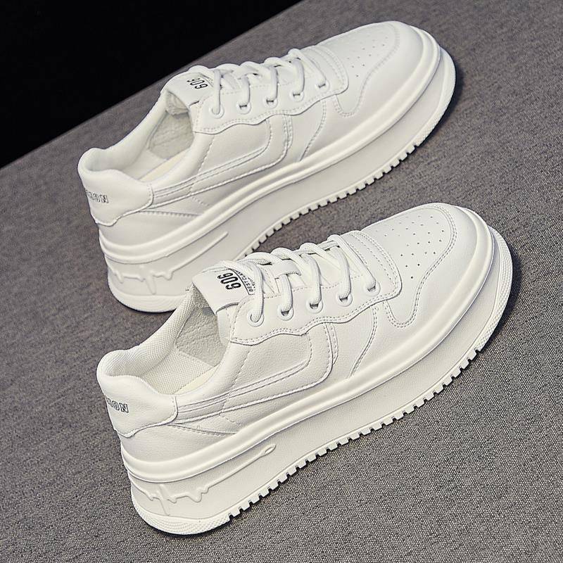 网红小白鞋女2025爆款春秋厚底增高休闲运动板鞋软皮百搭松糕女鞋