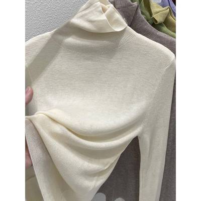 韩版高领羊毛针织衫女内搭秋装打底衫毛衣洋气2025年新款白色上衣