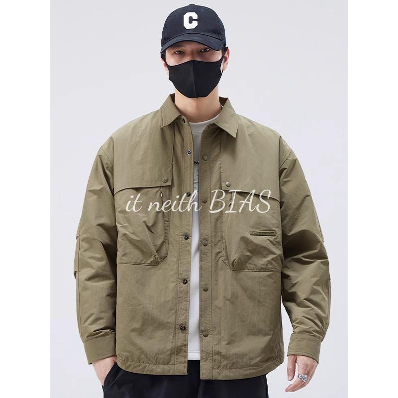 it neith BIAS工装外套男士秋冬季2025新款宽松加厚翻领夹克棉衣