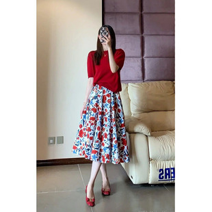 流行碎花半身裙子兩件套裝 歐洲站2025年夏裝 新款 氣質(zhì)女神范時(shí)尚 女