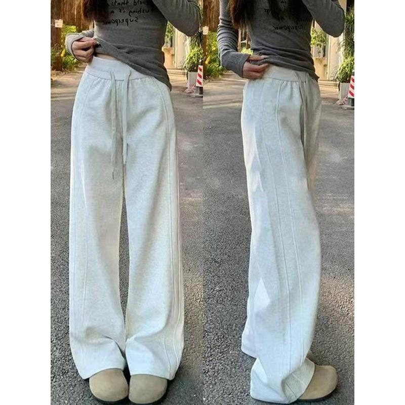 韩国Honey koko⭐深灰色运动裤女秋款窄版阔腿裤显瘦休闲宽松卫裤