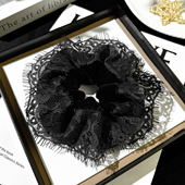 3件8折 真丝丝绒蕾丝发圈女气质高级感大肠圈百搭头花韩系新款