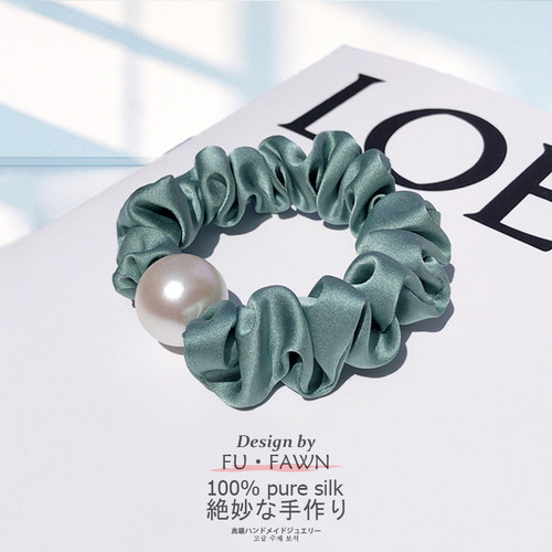 真丝猪大肠发圈女高级感珍珠头绳