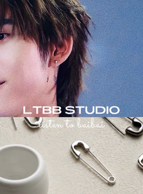 LTBB【teeteepor同款】S925纯银回形针耳钉简约耳饰别针耳环