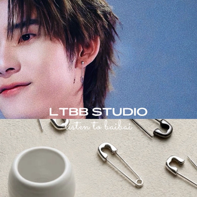 LTBB【teeteepor同款】S925纯银回形针耳钉简约耳饰别针耳环