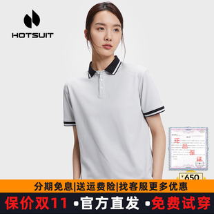 商务短款 hotsuit后秀2025夏季 t恤翻领休闲时尚 女士polo衫 短袖