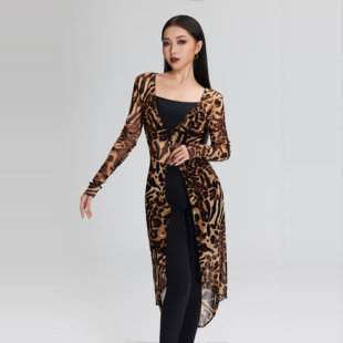 外搭豹纹色系网纱版 DANCE长款 拉丁舞外搭 VERNA VL2502