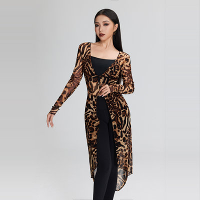 VL2502 VERNA DANCE长款外搭豹纹色系网纱版拉丁舞外搭