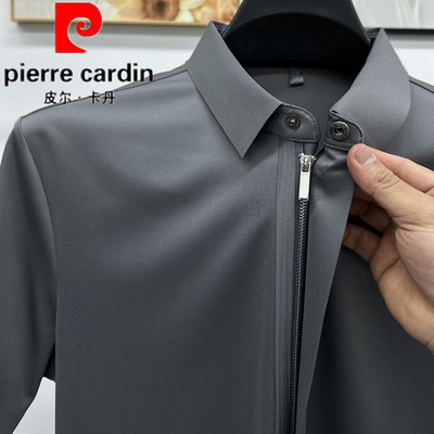 皮尔卡丹短袖拉链款夏季衬衫男