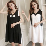 Шифоновое платье, летняя одежда, длинная модная юбка, в корейском стиле, V-образный вырез, средней длины