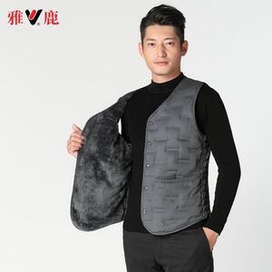 雅鹿羽绒马甲男内穿中老年90绒鸭绒背心爸爸加厚加大肥马夹坎肩冬