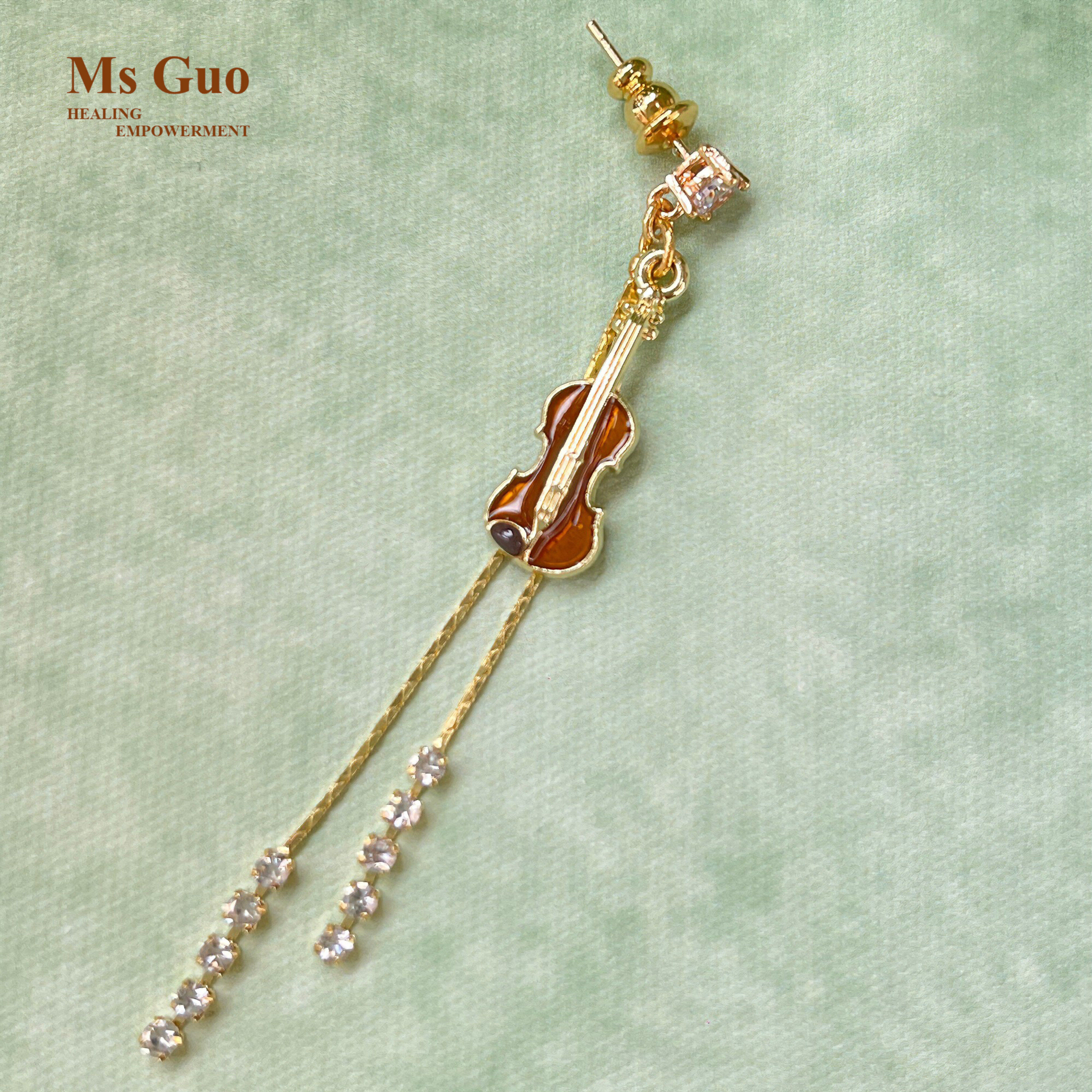 MsGuo手工小提琴耳环S925银针