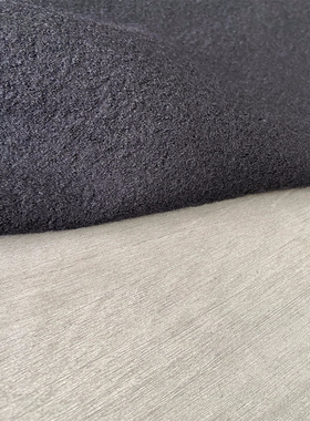 纯黑色羊毛棉强缩针织呢秋冬微弹面料设计师外套开衫裙子布料