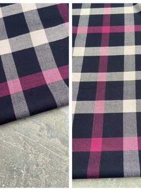 黑色紫色格子羊毛精纺面料春秋冬定制西装套装裙子亲肤布料