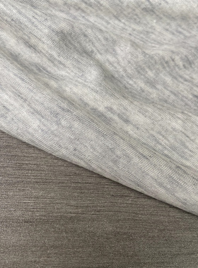 白灰色羊绒5%羊毛45%粘纤45%微透弹力春夏款针织T恤亲肤布料柔软