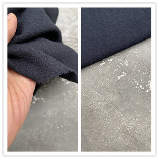 麻纱肌理绉纱深藏黑羊毛混纺精纺春秋时装面料西装套装裤子裙布料