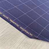 120支merino美利奴纯羊毛藏青色格纹法兰绒精纺定制西装 布料