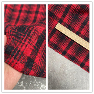 红黑格子意大利进口高端羊毛粗花呢秋冬高定设计师西装外套面料
