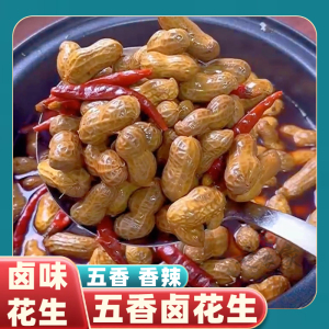 五香卤花生带壳香辣卤花生卤味水煮花生下酒菜香辣毛豆零食卤蚕豆