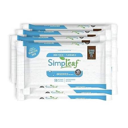 Simpleaf Wet Wipes Flushable Unscented - Eco-Friendly, Pa