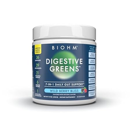 BIOHM Essential Digestive Greens， Green Superfood Powder