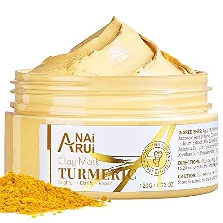 ANAI RUI Turmeric Vitamin C Face Mask， Clay Facial Mask w