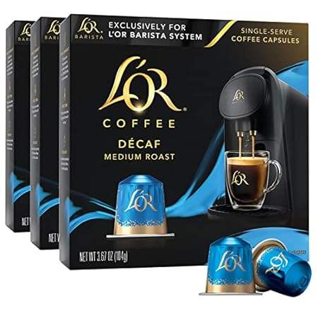 L'OR Coffee Pods, 30 Capsules DECAF Medium Roast, Single