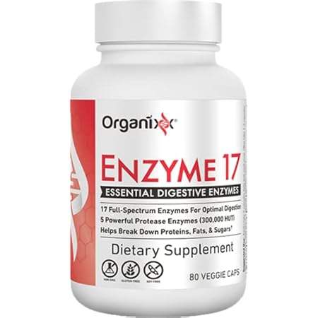 Organixx Enzyme 17 Essential Digestive Enzymes， for Optim