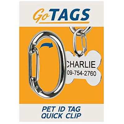 GoTags Pet ID Clip， Strong and Durable Dog and Cat Tag Co