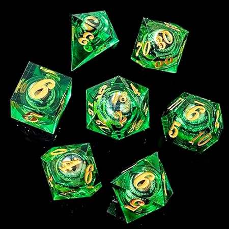 YEMEKO Beholder Dargon Eye Sharp Edge Resin DND Dice- Liq