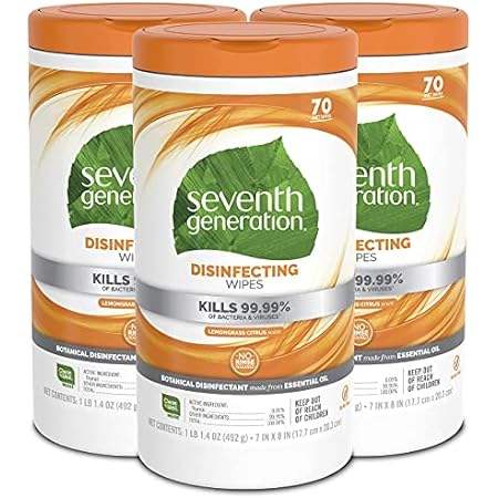 Seventh Generation Disinfecting Multi-Surface Wipes， Lemo