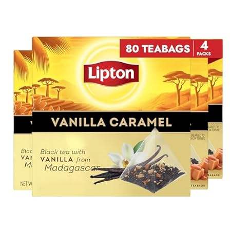 Lipton Black Tea Vanilla Caramel， Pyramid Tea Bags， Flavo