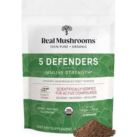 Real Mushrooms 5 Defenders Powder - Organic Mushroom Extr