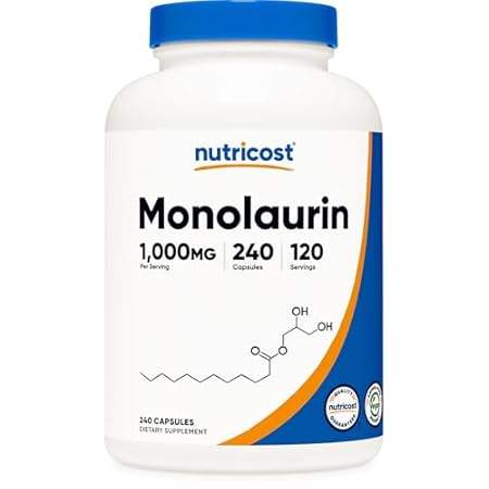 Nutricost Monolaurin 1000 mg (120 Servings， 240 Capsules)