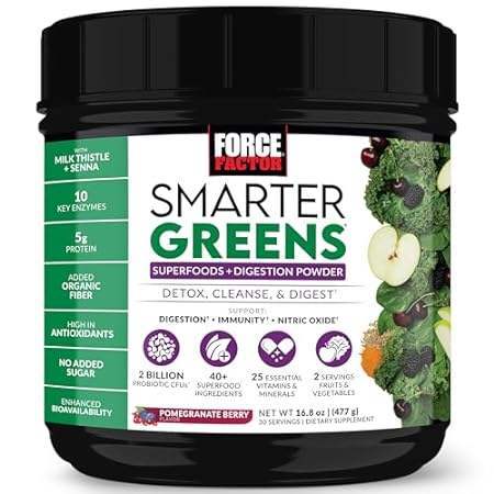 FORCE FACTOR Smarter Greens Superfoods + Digestion Powder