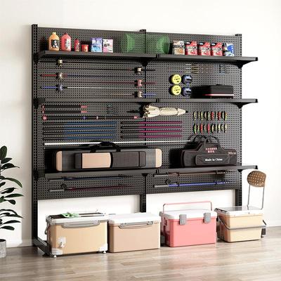 立式洞洞板置物架落地货架户外装备用品渔具鱼竿收纳展示陈列架子