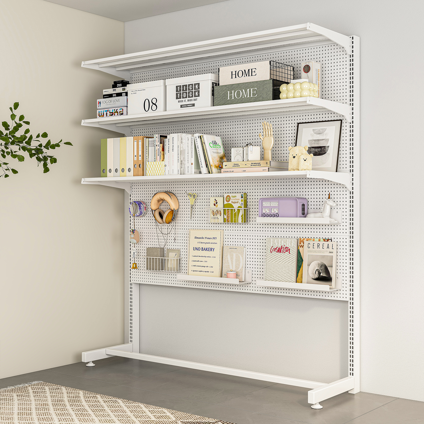 金属洞洞板置物架落地免打孔多层收纳层架租房装饰改造立式展示柜