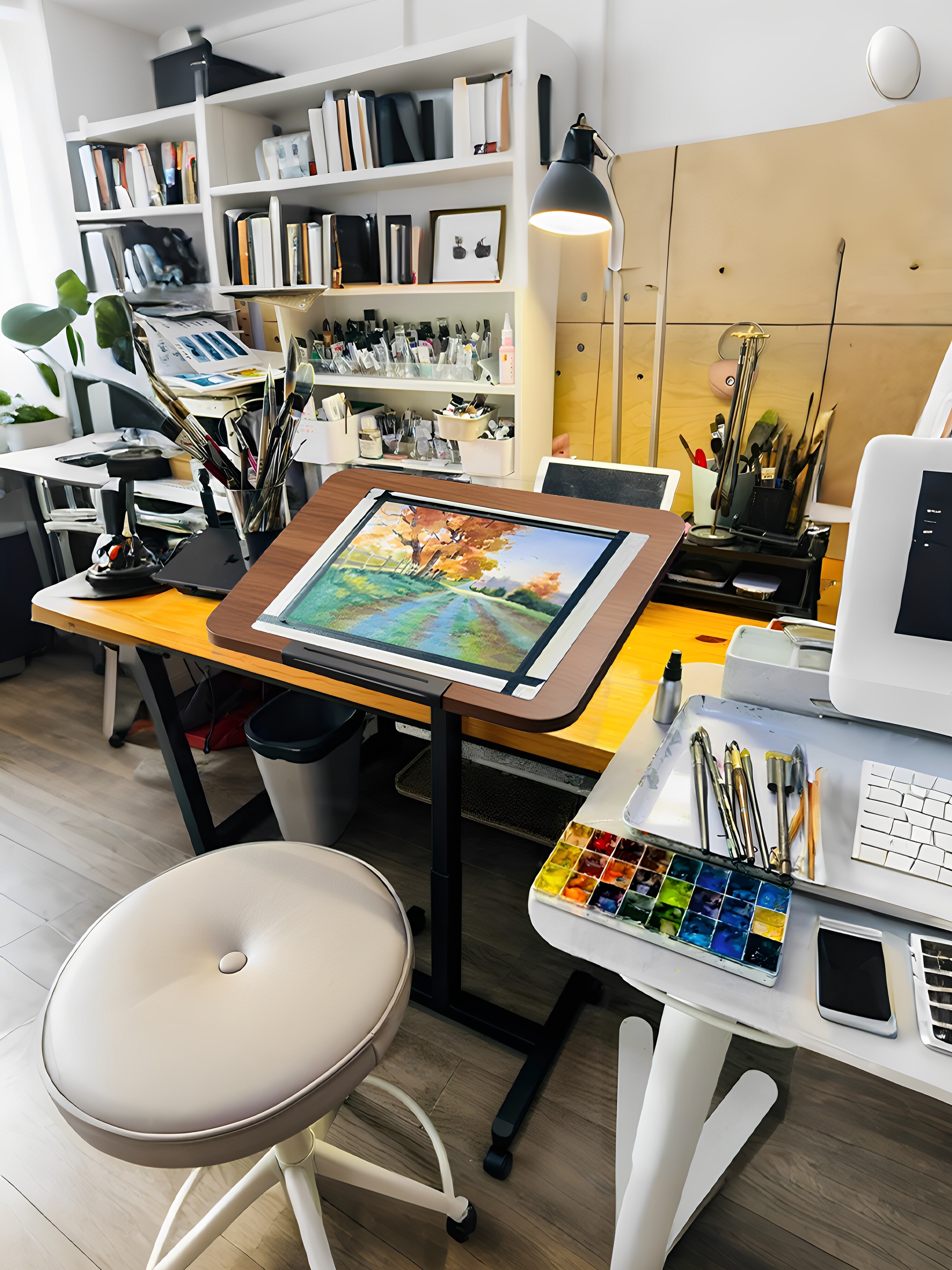 升降电脑桌绘画桌可移动小桌子家用小型美术办公桌子设计师工作台