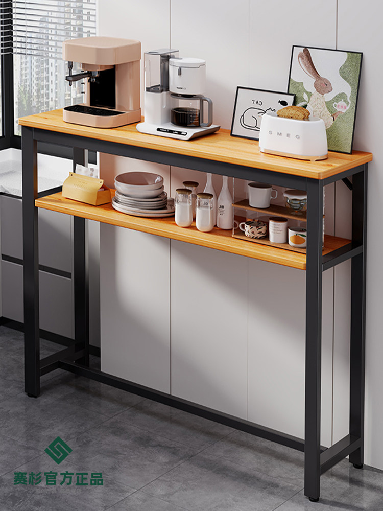 夹缝窄缝置物架茶水间咖啡机摆放台茶吧机客厅墙边吧台一字长条桌
