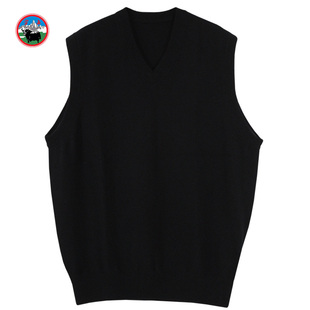 雪舟男式V领背心牦牛绒衫四季通用针织衫打底羊毛保暖毛衣