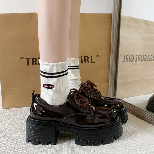 康奈棕色jk小皮鞋女英伦风2025新款春秋季乐福鞋厚底增高跟玛丽珍